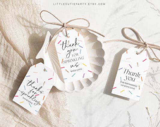 Editable Baby Sprinkle Favors, Baby Sprinkle Baby Shower Favors, Thank You Favor Tag, 3 Thank you Tags for Baby Shower Party Decor SPKBS001