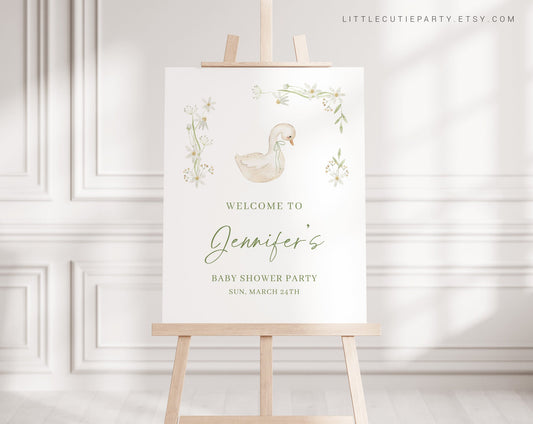 Editable Goose Baby Shower Welcome Sign, Welcome Board, Welcome Template Goose Shower Decorations GSEBS001