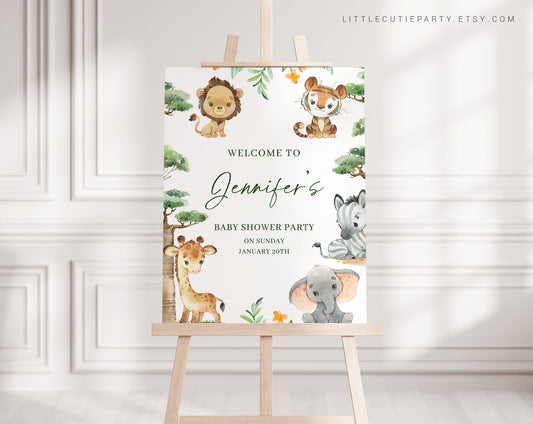 Editable Safari Baby Shower Welcome Sign, Wild One Baby Shower Sign, Welcome Board, Welcome Template Shower Decor SAFRBS001