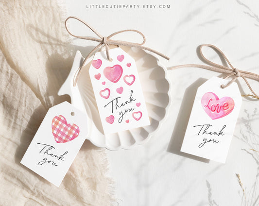 Editable Little Sweetheart Baby Shower Favors, Thank You Favor Tag, 3 Thank you Tags for Heart Baby Shower Party SWHBS001