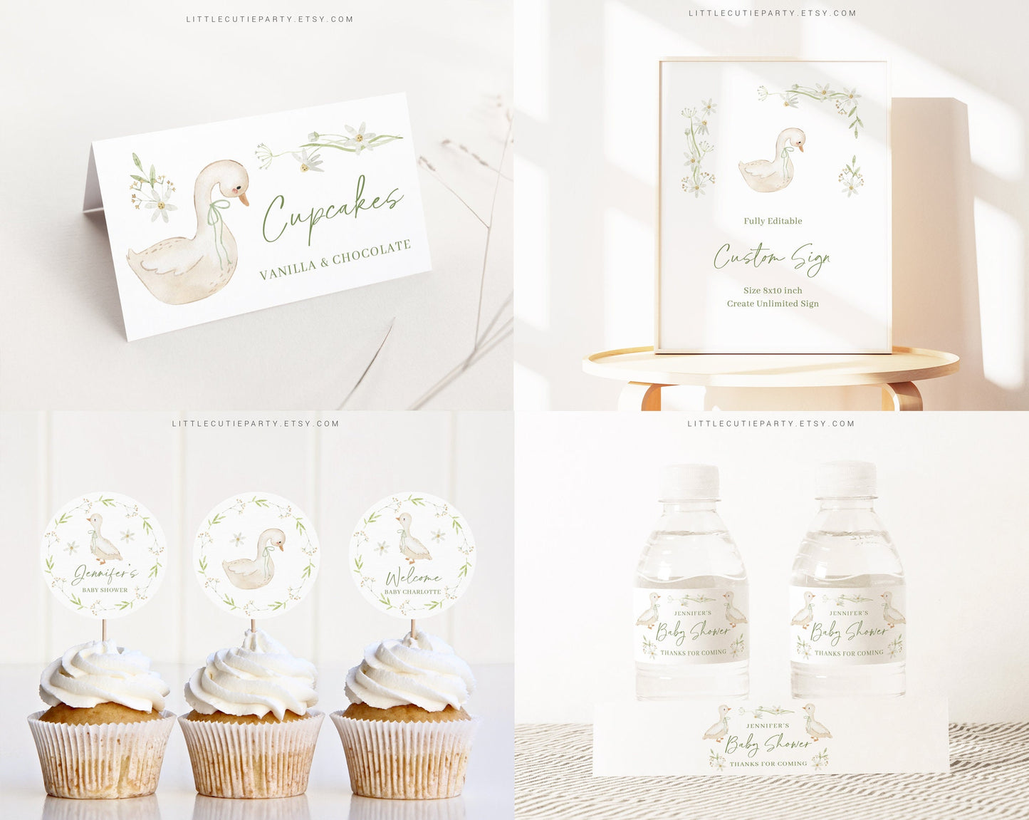 Editable Goose Baby Shower Bundle, Little Goose Baby Shower with Games Bundle and All Decorations GSEBS001