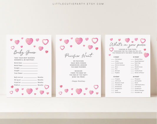 10 Editable A Little Sweet Heart Baby Shower Games, Love Baby Shower Games Bundle, Gender Neutral Party Games SWHBS001
