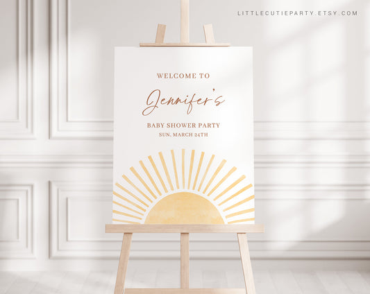 Editable Here Comes the Son Baby Shower Welcome Sign, Welcome Board, Welcome Template Babyshower Party SUNBS002