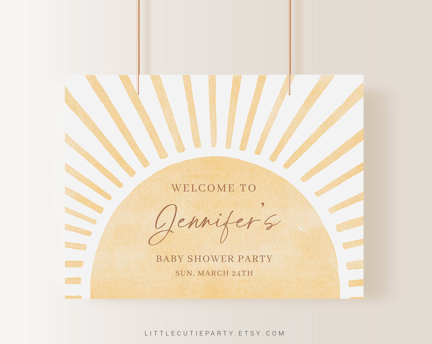 Editable Here Comes the Son Baby Shower Banner, Sun Baby Shower Decor Backdrop, Vinyl Banner for Baby Shower Party SUNBS002