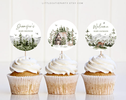 Editable Adventure Awaits Baby Shower Cake Topper, Adventure Begins Cupcake Toppers, Baby Shower Cake Topper Decorations ADVBS001
