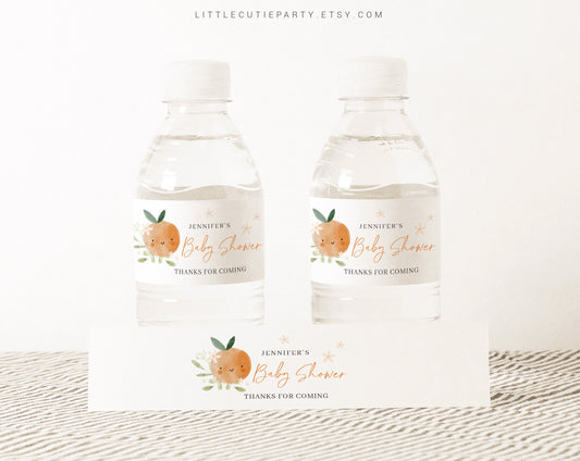 Editable A Little Cutie Water Bottle Labels, Bottle Label for Little Cutie Baby Shower Decorations LITTBS003
