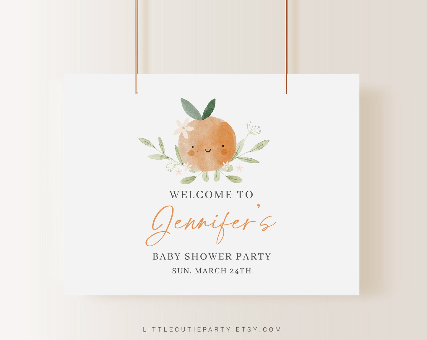 Editable A Little Cutie Baby Shower Backdrop, A Little Cutie Baby Shower Sign, Banner for A Little Cutie Baby Shower Welcome Sign LITTBS003