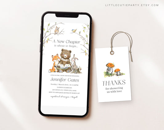 Editable Story Book Baby Shower Invites, Story Book Baby Shower Invitations, Baby Shower Digital Invitation Evite for Bear Party STBBS001