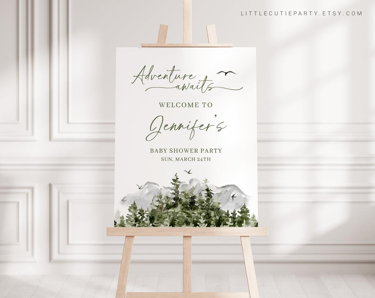 Editable Adventure Awaits Welcome Sign, Adventure Begins Baby Shower Sign, Welcome Board, Welcome Template Shower Decoration ADVBS001