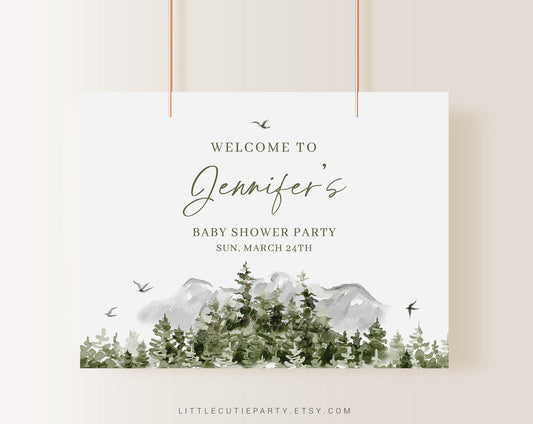 Editable Adventure Awaits Baby Shower Backdrop, Adventure Begins Welcome Sign, Banner for Adventure Baby Shower Party Decor ADVBS001