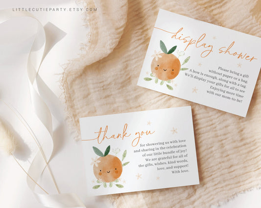 Editable Little Cutie Baby Shower Thank you Card, Baby Shower Display Card for A Little Cutie Baby Shower Decorations LITTBS003