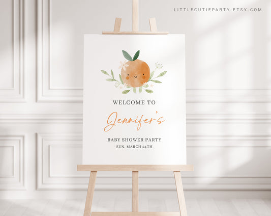 Editable Little Cutie Baby Shower Welcome Sign, Little Cutie Baby Shower Sign, Welcome Board, Welcome Template Shower Decoration LITTBS003