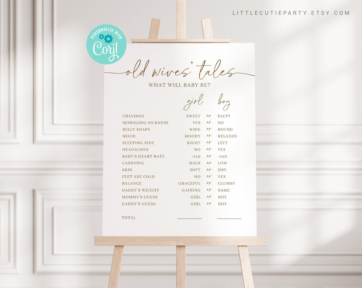 Editable Old Wives Tales Gender Reveal Board, Old Wives Tales Game, Old Wives Tales Poster Party Game, Boy Or Girl Poster MNMGR001