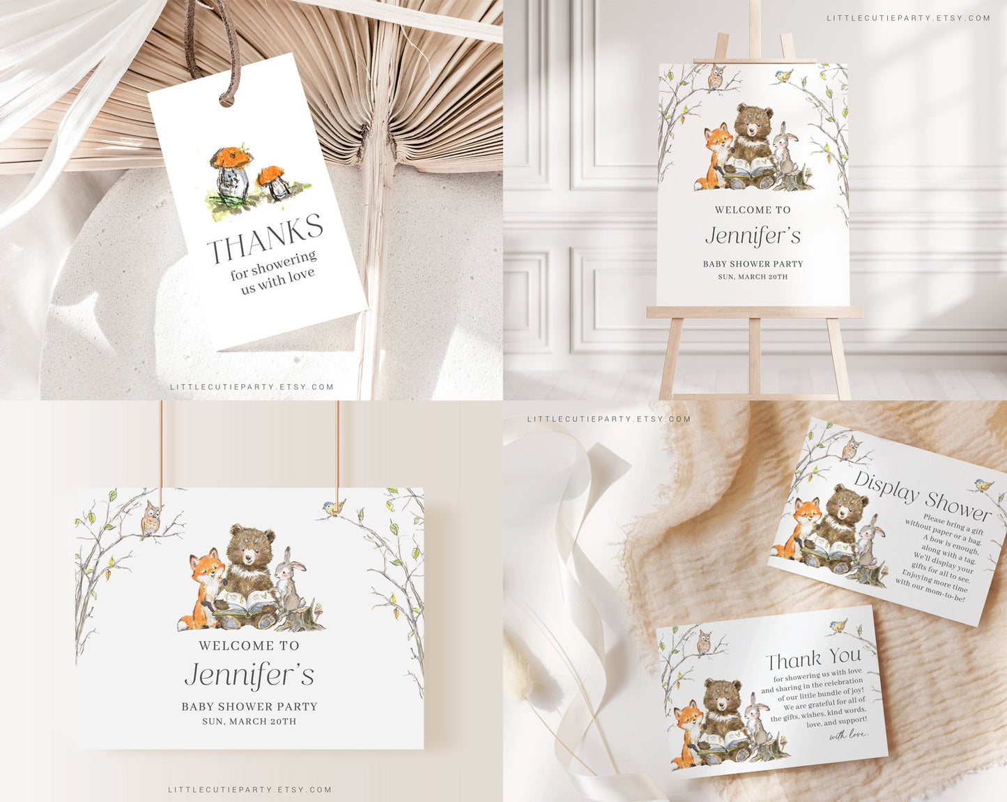 Editable Storybook Baby Shower Bundle, Story Book Shower Bundle Set with Games Bundle and Bear Friends Baby Shower Decorations STBBS001
