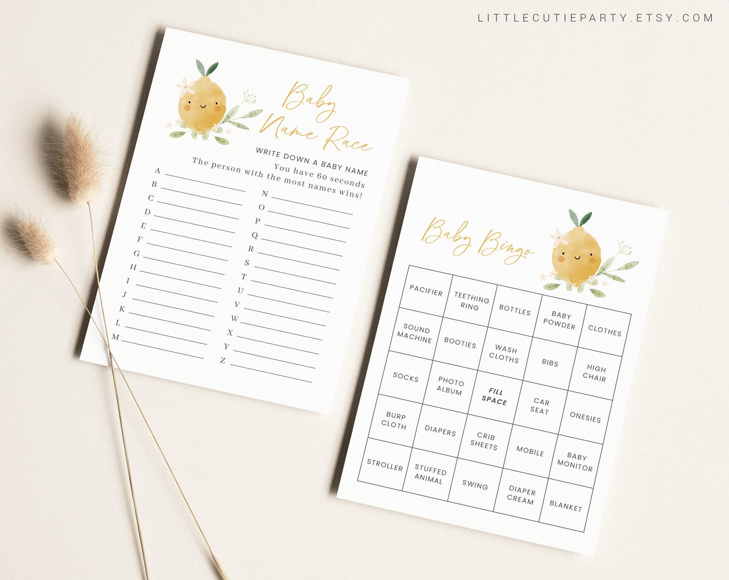 10 Editable Lemon Baby Shower Games, Lemon Gender Neutral Baby Shower Games Bundle, Lemon Theme Baby Shower Party Games LMNBS002