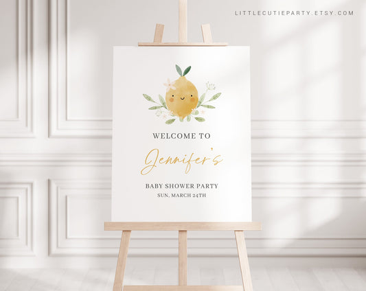 Editable Lemon Baby Shower Welcome Sign, Citrus Baby Shower Sign, Welcome Board, Welcome Template Shower Decoration LMNBS002