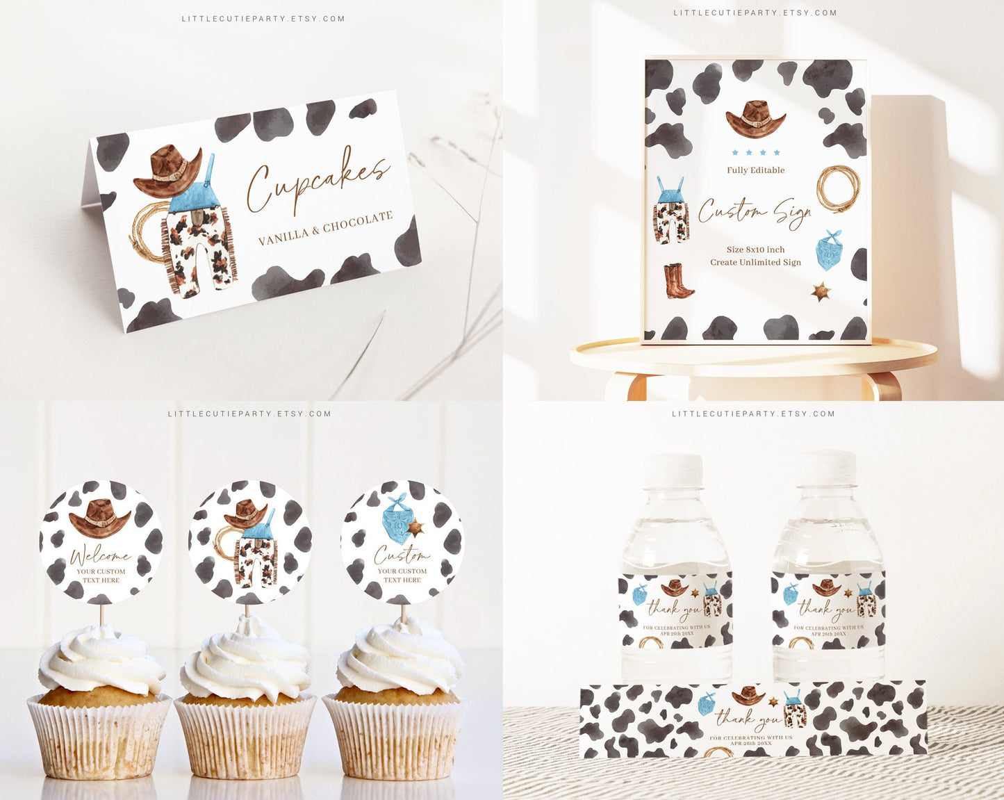 Editable Cowboy Baby Shower Invitation, A Little Cowboy is On the Way Baby Shower, with Games Bundle and Wild West Baby Decorations CWBBS001