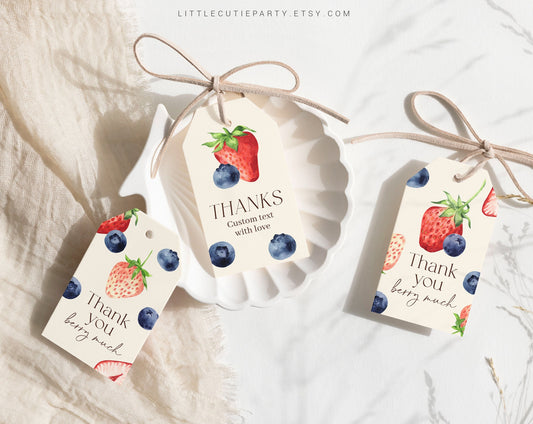 Editable Berry Sweet Baby Shower Favors Tag, Thank You Favor Tag, Thank you Tags, Gift Tag for Berry Baby Shower Decor BRSBS001, BERGR002
