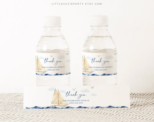 Editable Ahoy Its a Boy Water Bottle Labels, Bottle Label for Nautical Baby Shower Decorations AHBBS001