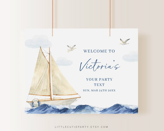 Editable Ahoy Its a Boy Backdrop Sign Banner, Nautical Baby Shower Sign Decorations, Backdrop for Navy Baby Shower Welcome Sign AHBBS001