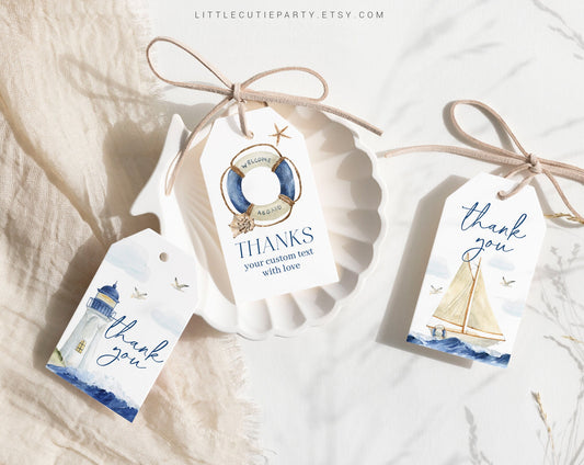 Editable Ahoy Its a Boy Baby Shower Favors Tag, Thank You Favor Tag, Thank you Tags, Gift Tag for Nautical Baby Shower Favors AHBBS001