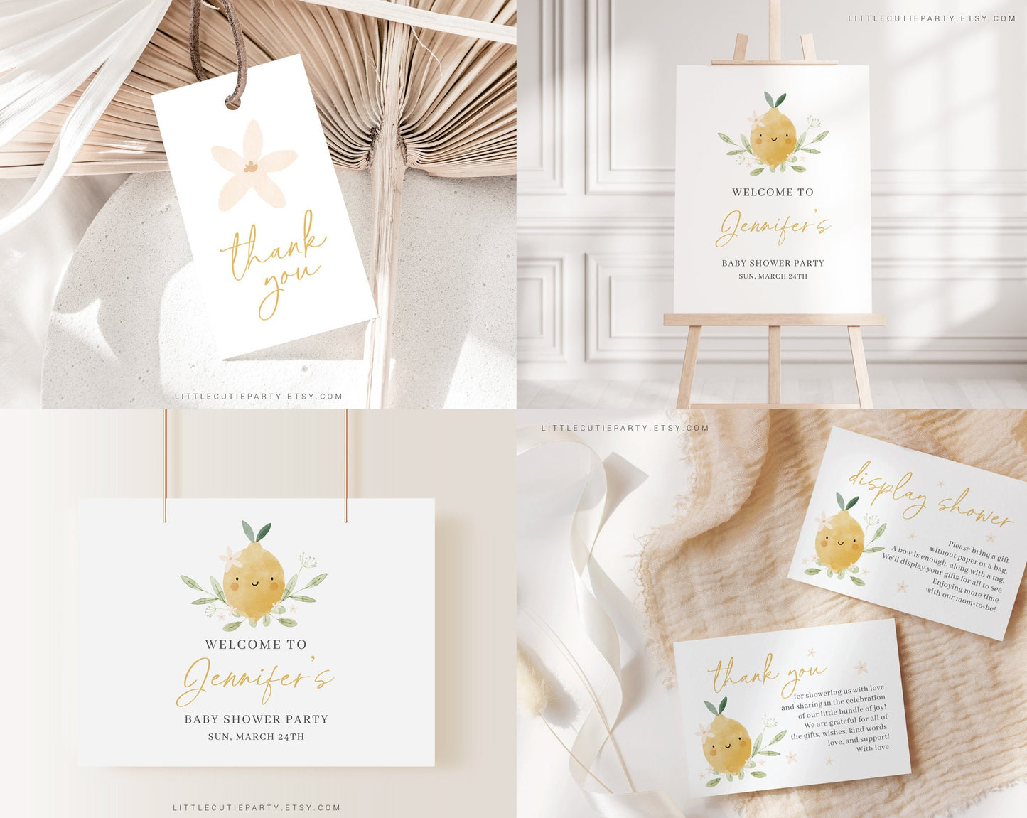 Editable Lemon Baby Shower Invitation Bundle, Lemon Baby Shower Bundle, Bundle Set with Game Bundle, Citrus Baby Shower Decorations LMNBS002