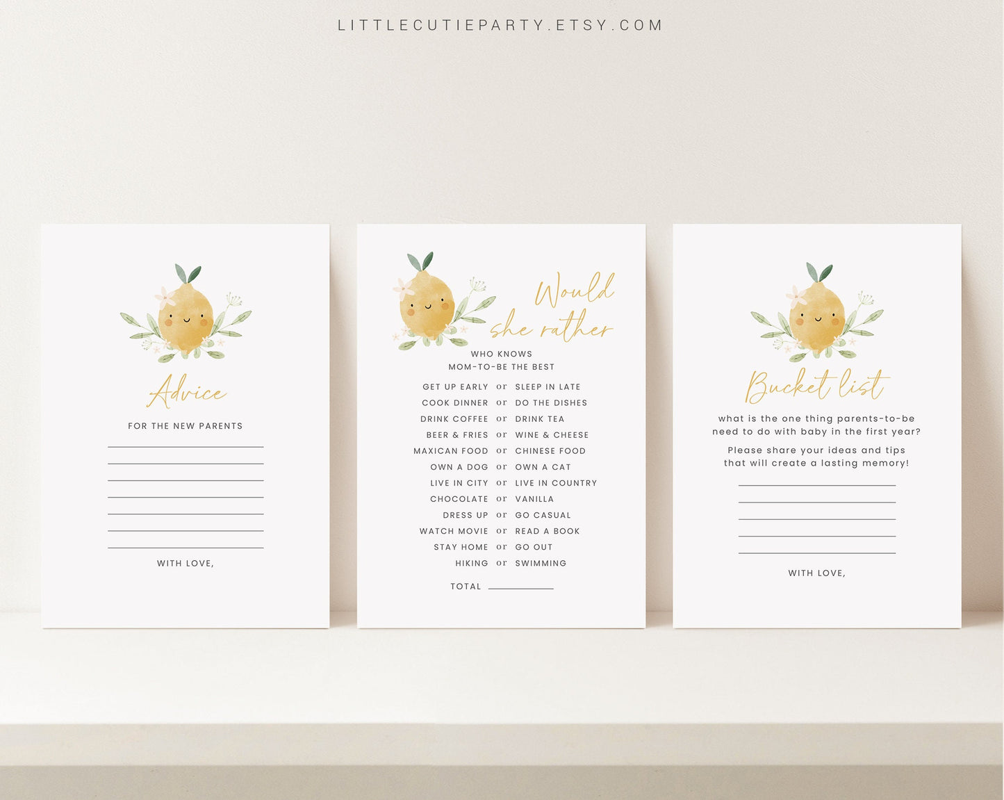 10 Editable Lemon Baby Shower Games, Lemon Gender Neutral Baby Shower Games Bundle, Lemon Theme Baby Shower Party Games LMNBS002