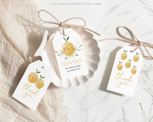 Editable Lemon Baby Shower Favors, Thank You Favor Tag, Thank you Tags, Gift Tag for Lemon Baby Shower Decorations LMNBS002