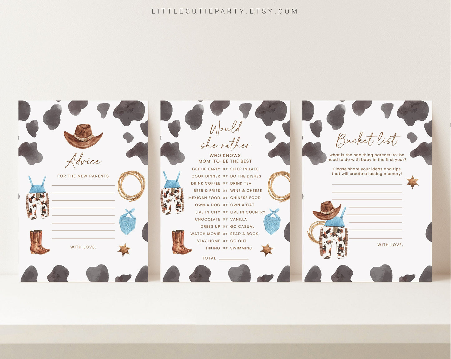 10 Editable Cowboy Baby Shower Games, A Little Cowboy is On the Way Baby Shower Games Bundle, Wild West Baby Shower Party Games CWBBS001
