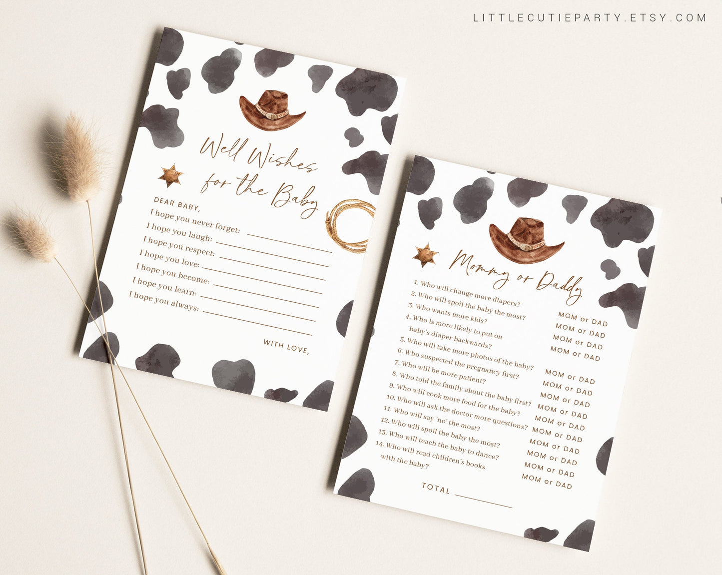 10 Editable Cowboy Baby Shower Games, A Little Cowboy is On the Way Baby Shower Games Bundle, Wild West Baby Shower Party Games CWBBS001