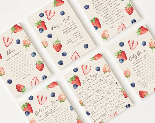 10 Editable Berry Sweet Baby Shower Games, Berry Baby Shower Games Bundle, Blueberry and Strawberry Baby Shower Games BRSBS001, BERGR002