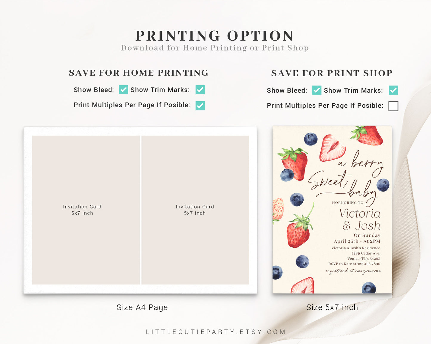 Editable Berry Sweet Baby Shower Invitation, Berry Baby Shower Invites, Blueberry Strawberry Diaper Raffle, Books for Baby and Tag BRSBS001