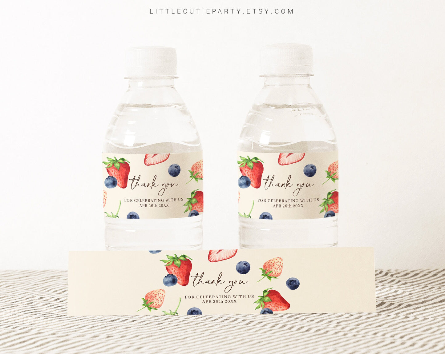 Editable Berry Sweet Water Bottle Labels, Bottle Label for Berry Sweet Baby Shower Decorations BRSBS001, BERGR002