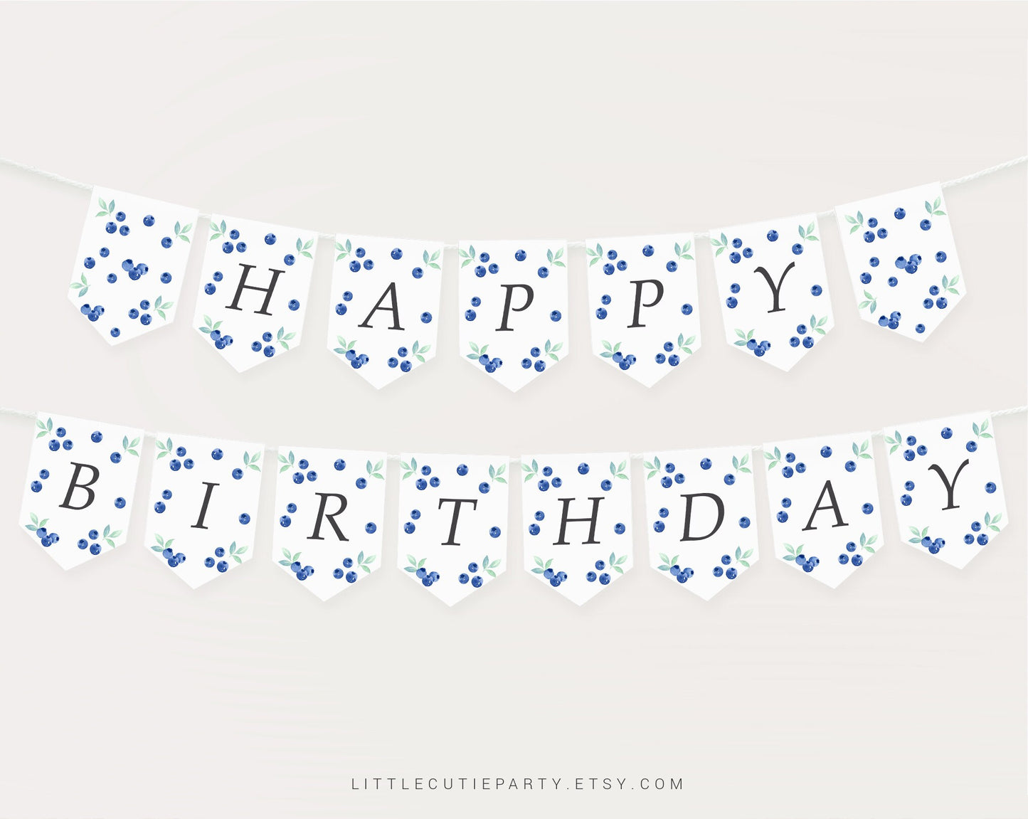 Editable Blueberry Happy Birthday Banners, Berry Sweet Baby Banner, Blueberry First Birthday Decor BLUEBD001