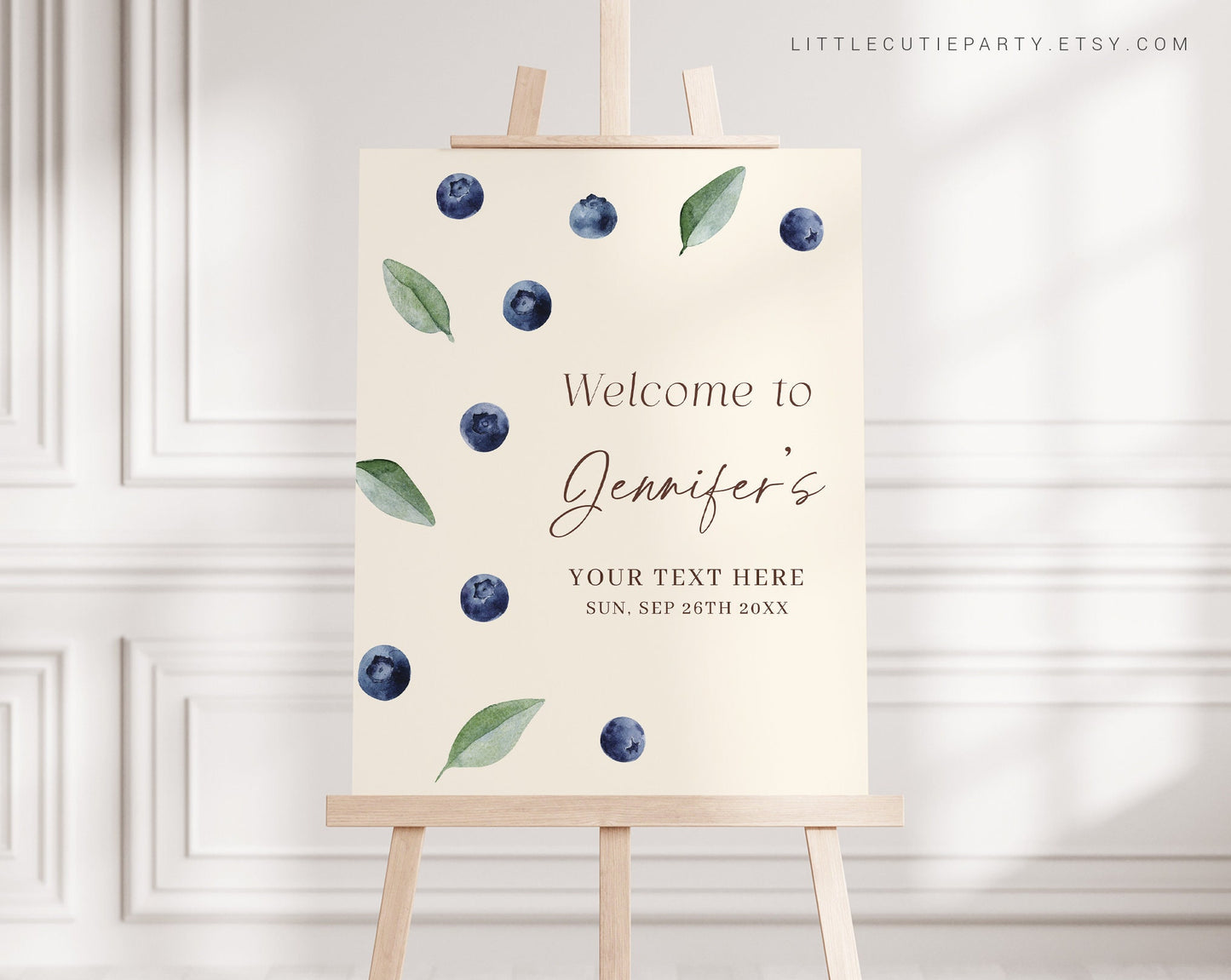 Editable Blueberry Baby Shower Welcome Sign, Berry Sweet Baby Shower Banner, Blueberry Baby Shower Sign Decorations BLUEBS002