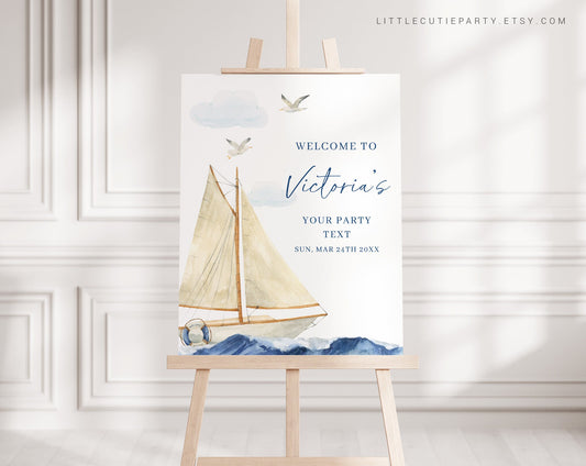 Editable Ahoy Its a Boy Welcome Sign, Nautical Baby Shower Welcome Sign, Welcome Board, Welcome Template Shower Decoration AHBBS001