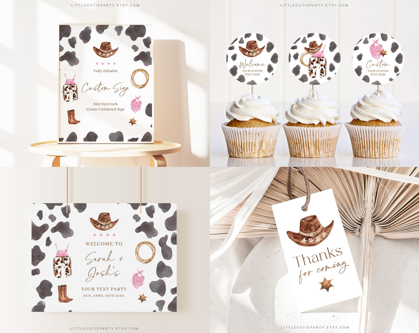 Editable Cowgirl Baby Shower Invitation Bundle, A Little Cowgirl is On the Way Baby Shower, with Games Bundle and Baby Shower Decor CWGBS001