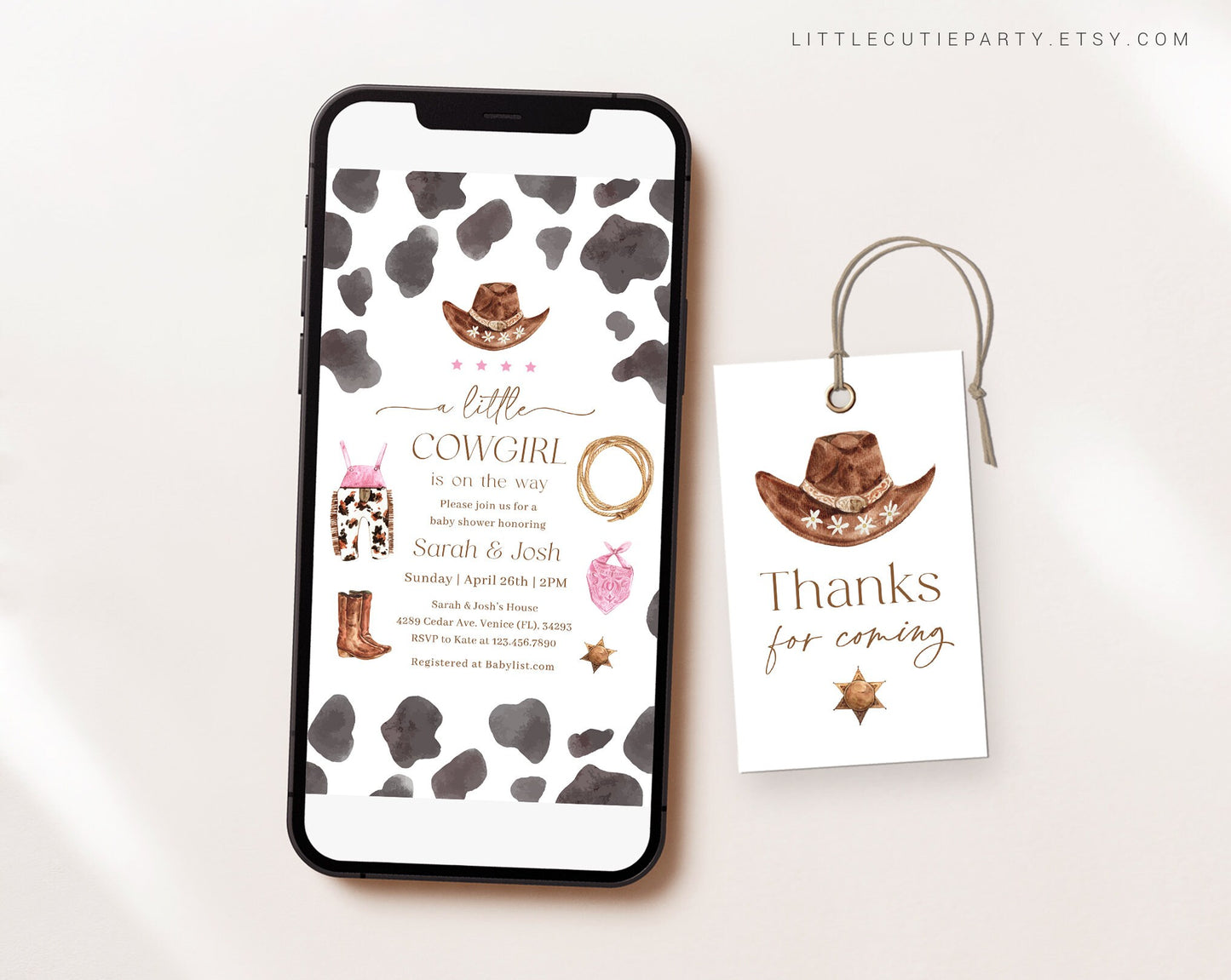 Editable Cowgirl Baby Shower Invite, A Little Cowgirl is on the way Baby Shower Invitation, West Baby Shower Electronic Invite CWGBS001