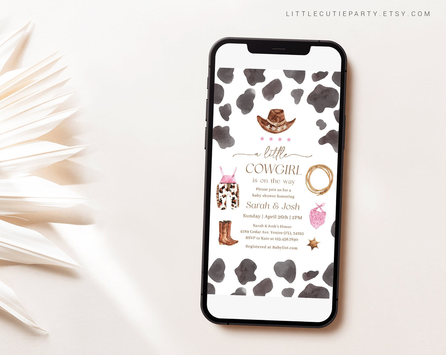 Editable Cowgirl Baby Shower Invite, A Little Cowgirl is on the way Baby Shower Invitation, West Baby Shower Electronic Invite CWGBS001