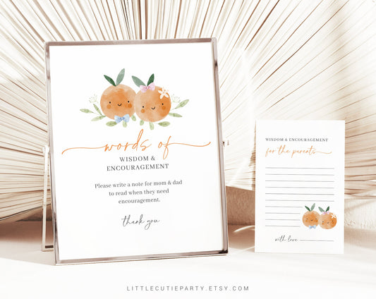 Editable Little Cutie Words of Wisdom for New Parents, Words of Encouragement, Gender Reveal Party, Boy Or Girl LITTGR001