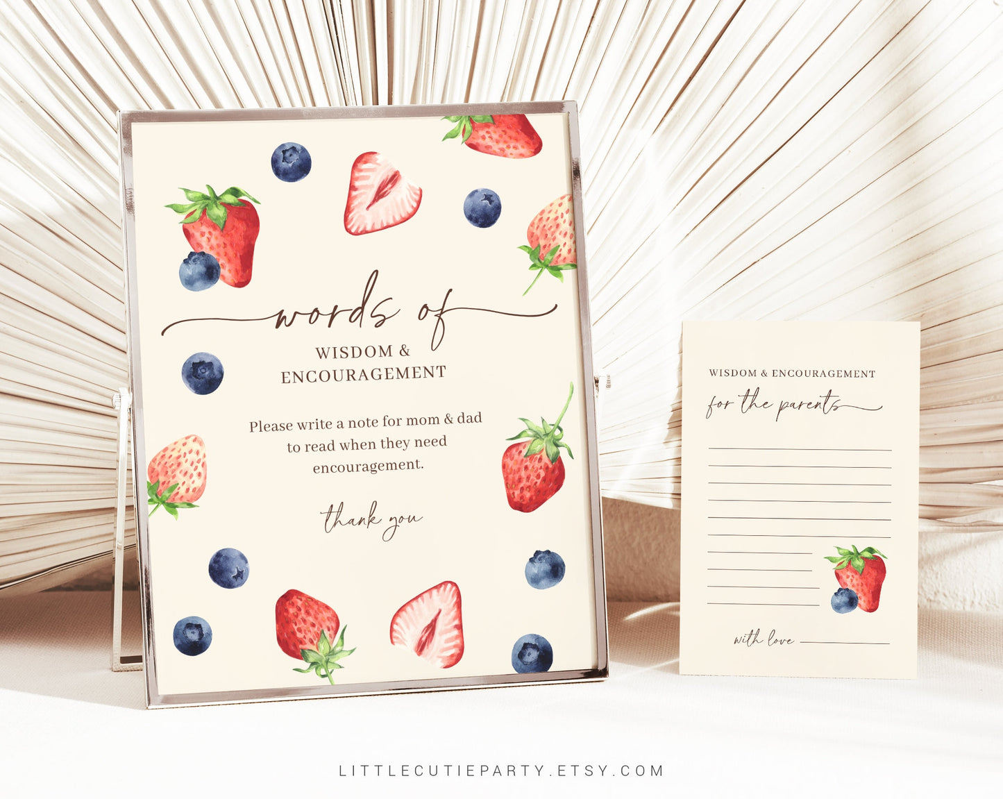 Editable Berry Sweet Words of Wisdom for New Parents, Words of Encouragement, Berry Gender Reveal Party, Boy Or Girl BERGR002
