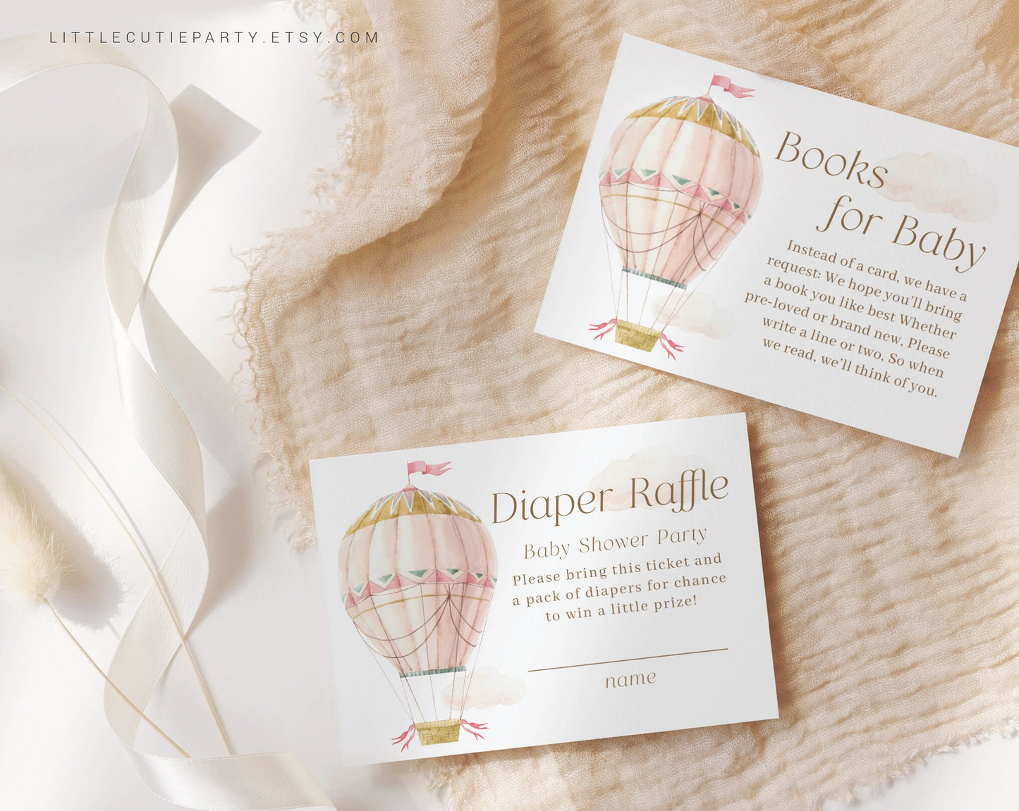 Editable Pink Hot Air Balloon Baby Shower Invite, Oh Baby Girl Shower Invite, Electronic Invite for Gender Neutral Shower Party PHBBS001