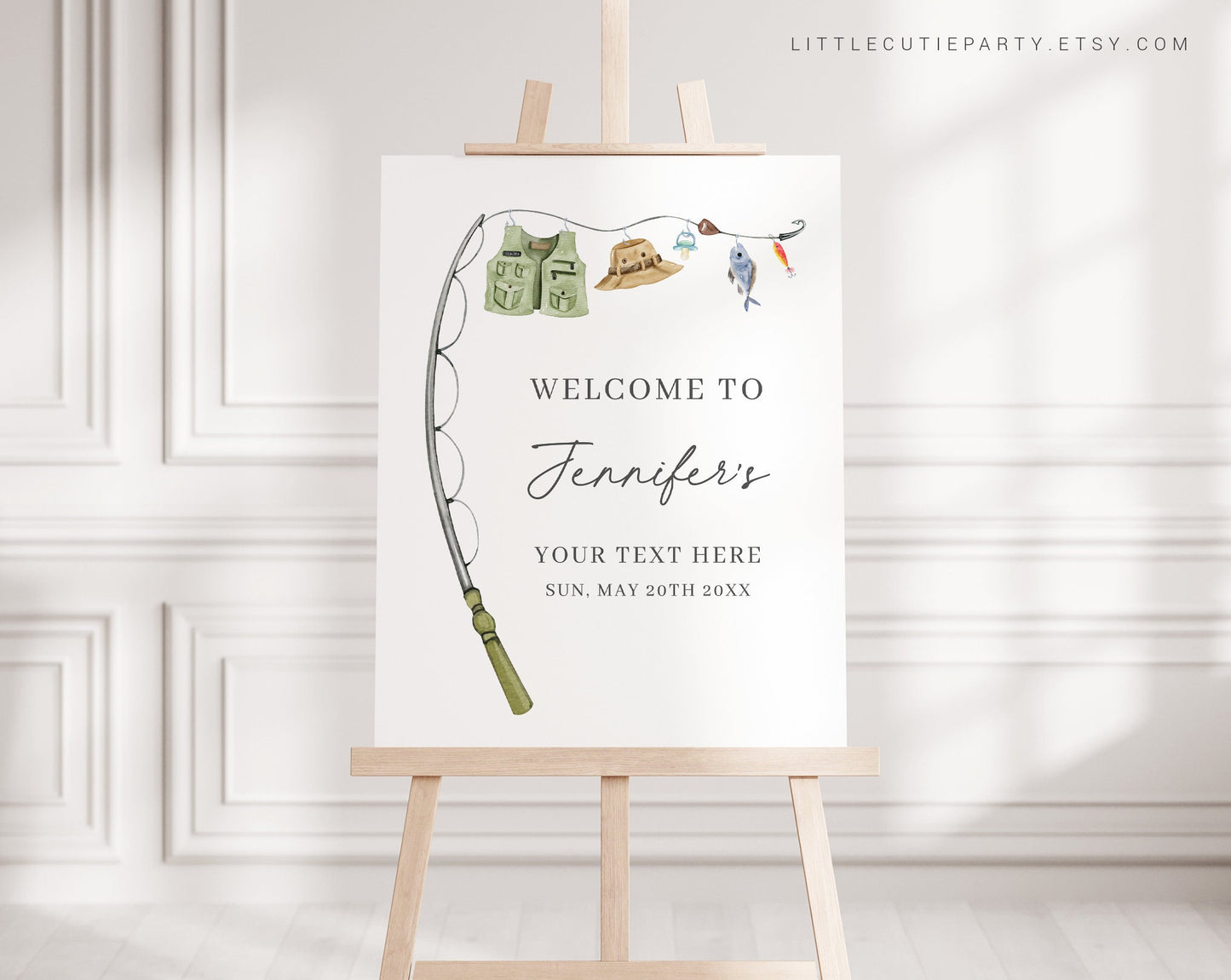 Editable Fishing Baby Shower Welcome Sign, A Little Fisherman is On the Way Welcome Sign, Welcome Board, Welcome Template Decors LFMBS001