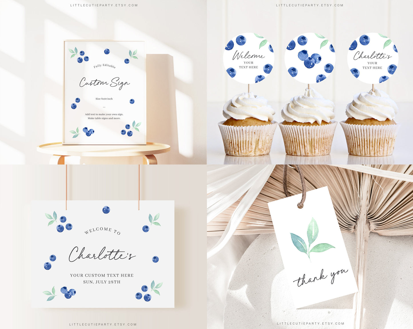 Editable Blueberry Birthday Invitation Bundle, Berry First Birthday Invitation, Berry 1st Birthday Bundle,Blueberry Birthday Decor BLUEBD001