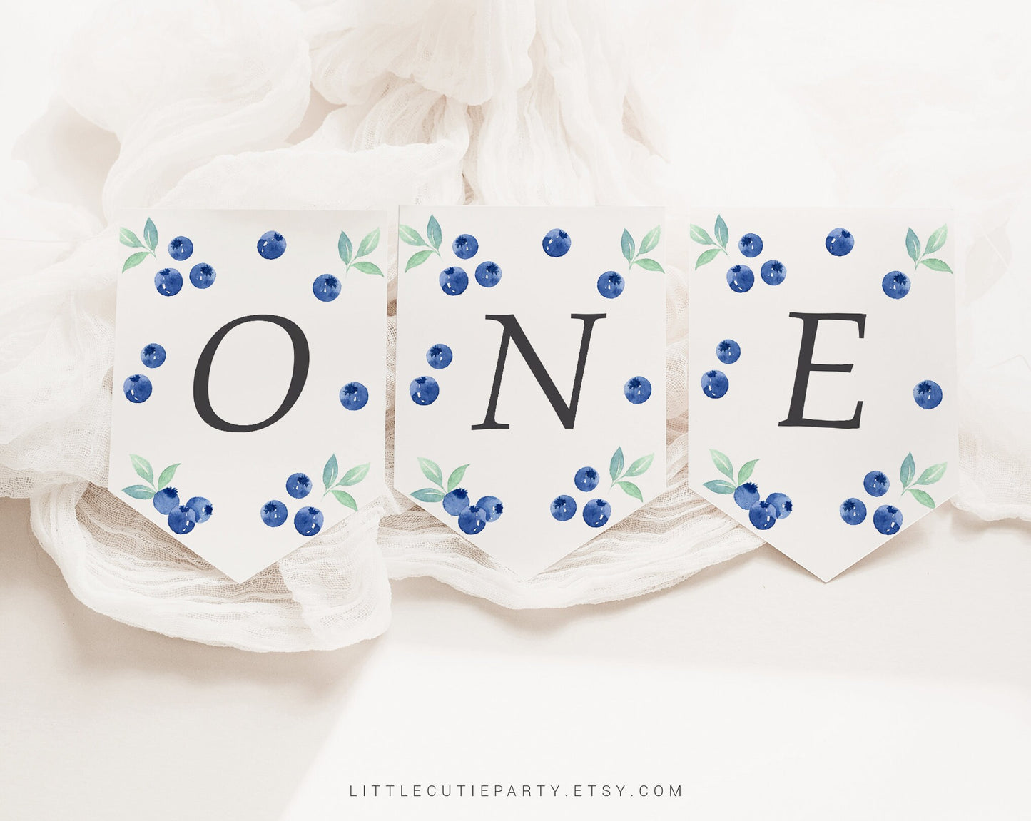 Editable Blueberry First Birthday High Chair Banner, ONE Banner, Highchair Garland, Berry First Birthday Decorations BLUEBD001