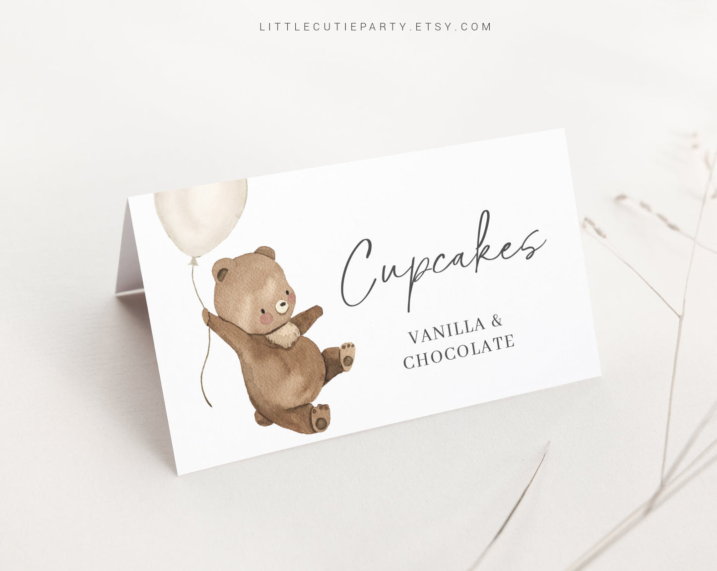 Editable Bearly Wait Baby Shower Food Labels, Food Tent cards, Folded Food Cards BRWBS001