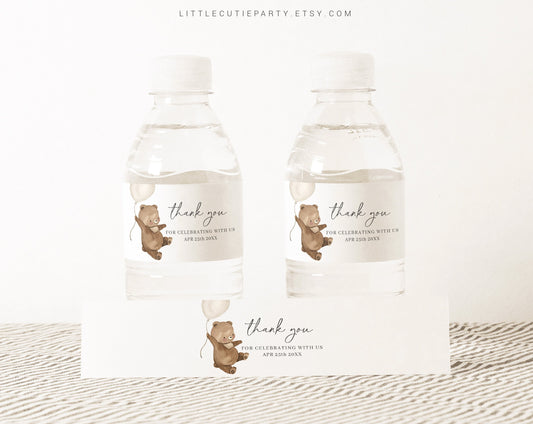 Editable Bearly Wait Water Bottle Labels, Bottle Label for Bearly Wait Baby Shower Decor BRWBS001