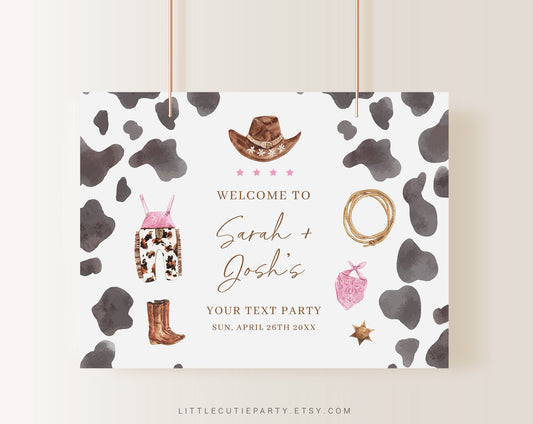 Editable Cowgirl Baby Shower Banner, A Little Cowgirl is On the Way Baby Shower Decorations, Backdrop for Party Welcome Sign CWGBS001