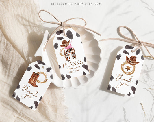 Editable Cowgirl Baby Shower Favor Tag, Thank You Favor Tag, Thank you Tags, Gift Tag for Cowgirl Baby Shower Decorations CWGBS001