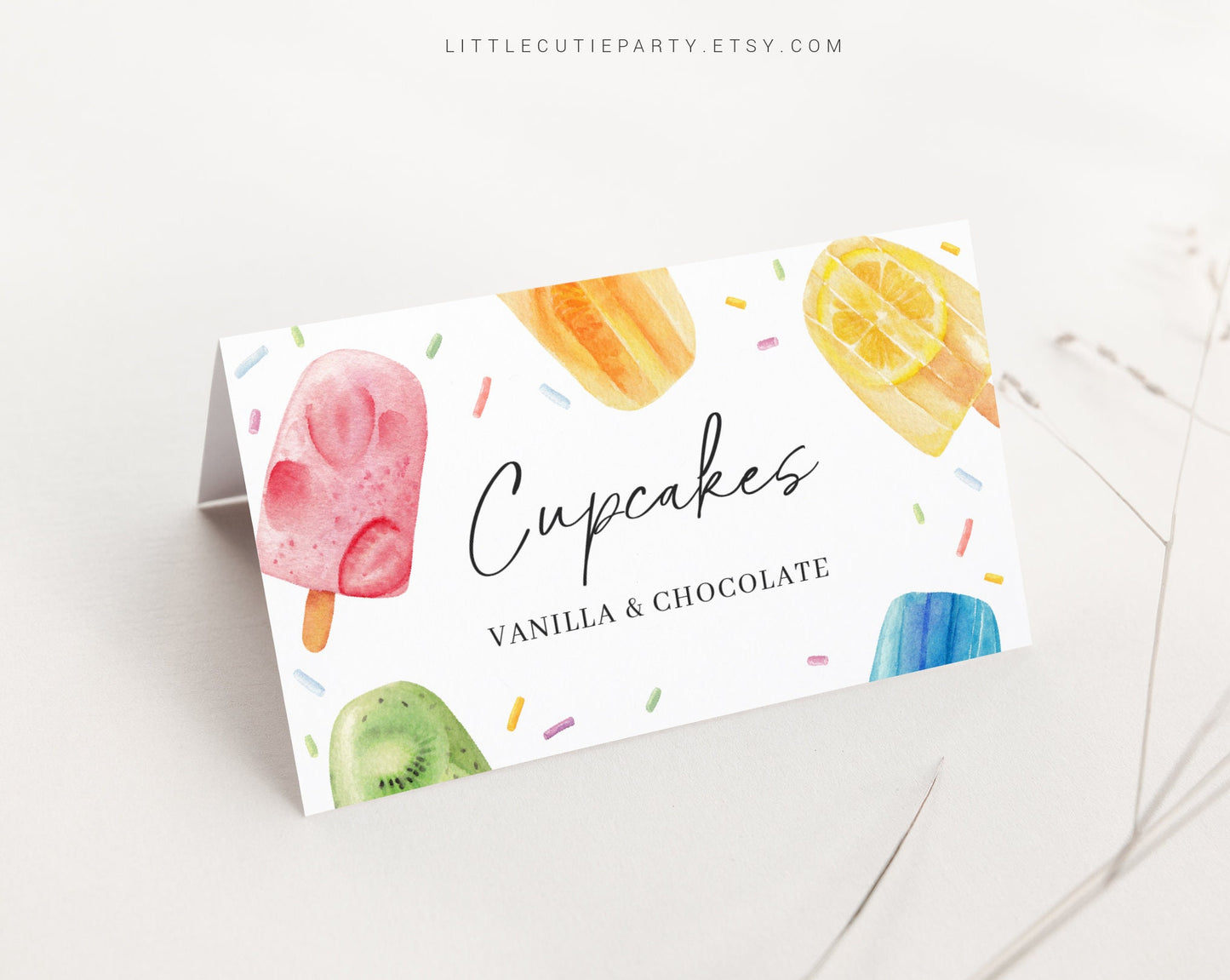 Editable Popsicles Food Labels, Food Tent cards, Folded Food Cards for Ready to Pop Baby Shower Decorations Theme PSCBS002